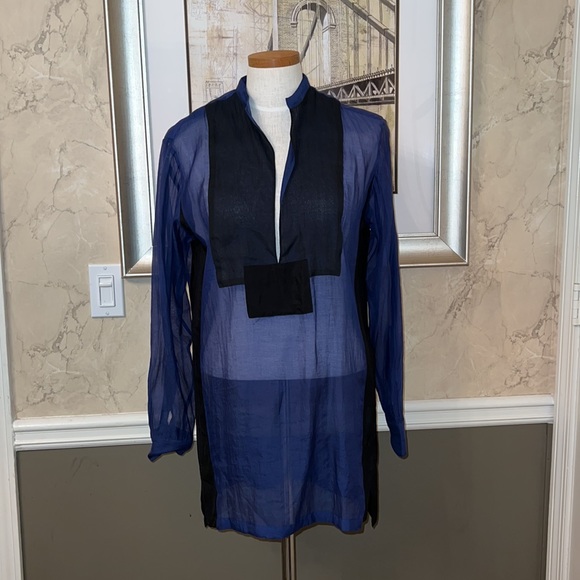Dries Van Noten Blue and Black Long Sleeves Shirt size 36 - Picture 1 of 10
